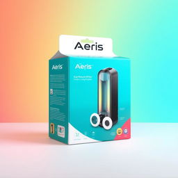 An attractive product packaging design for an electrical item with a prominent brand name 'Aeris'