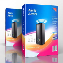 An attractive product packaging design for an electrical item with a prominent brand name 'Aeris'