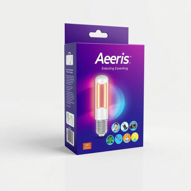 An attractive product packaging design for an electrical item with a prominent brand name 'Aeris'