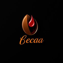 A modern logo design for a unique product that combines cocoa and blood, featuring a stylized cocoa bean intertwined with a red droplet symbolizing blood