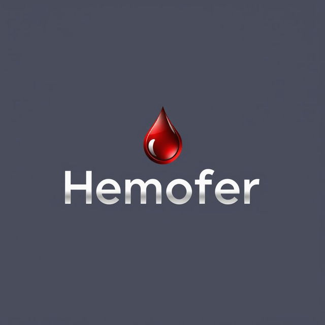 A sleek and modern logo design for a brand named 'Hemofer'