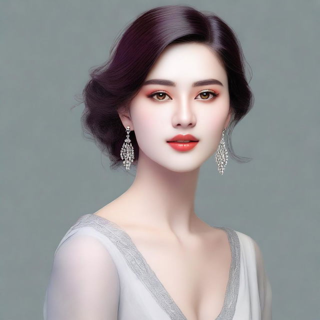 A digital art depiction of a young woman, crafted with striking attention to detail