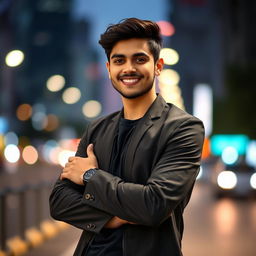 A beautiful portrait of Nadim Talha, a young man with striking features, showcasing his confident and charismatic personality