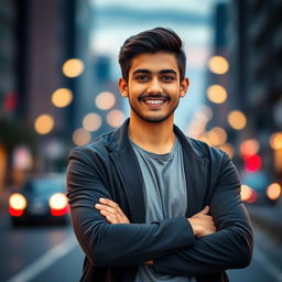 A beautiful portrait of Nadim Talha, a young man with striking features, showcasing his confident and charismatic personality