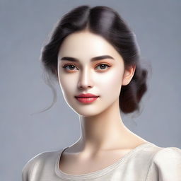 A digital art depiction of a young woman, crafted with striking attention to detail