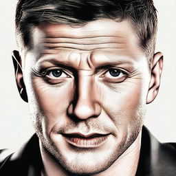 This high-quality digital art image features a man who closely resembles actor Jensen Ackles