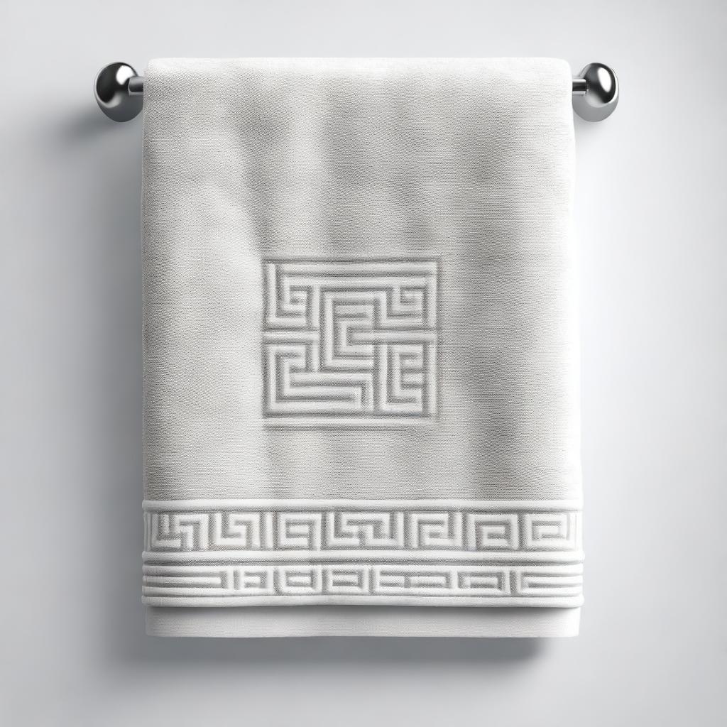 This is a high-quality digital rendering of a fluffy white towel