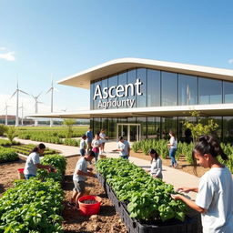 A modern and inspiring agricultural training facility named 'Ascent Agriculture Academy'