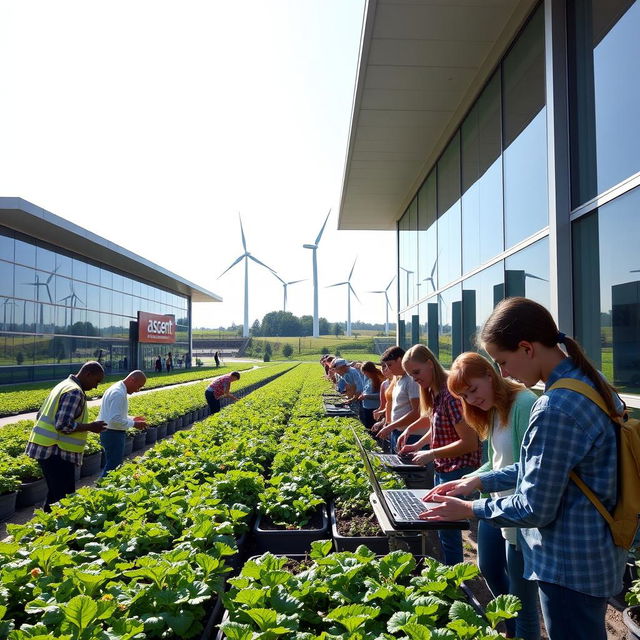 A modern and inspiring agricultural training facility named 'Ascent Agriculture Academy'