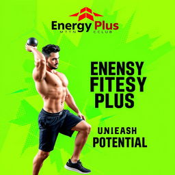 An eye-catching Instagram post cover for a men's fitness club named "Energy Plus"