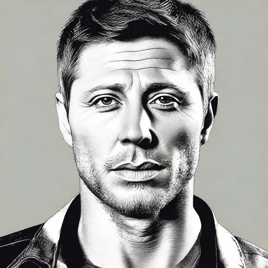 This high-quality digital art image portrays a man resembling actor Jensen Ackles