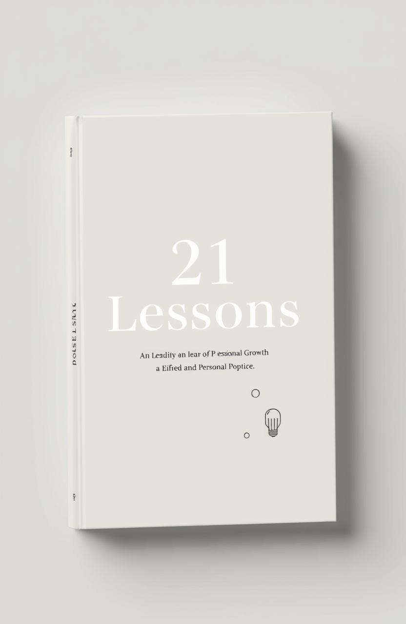 A minimalist book cover design for a book titled '21 Lessons'