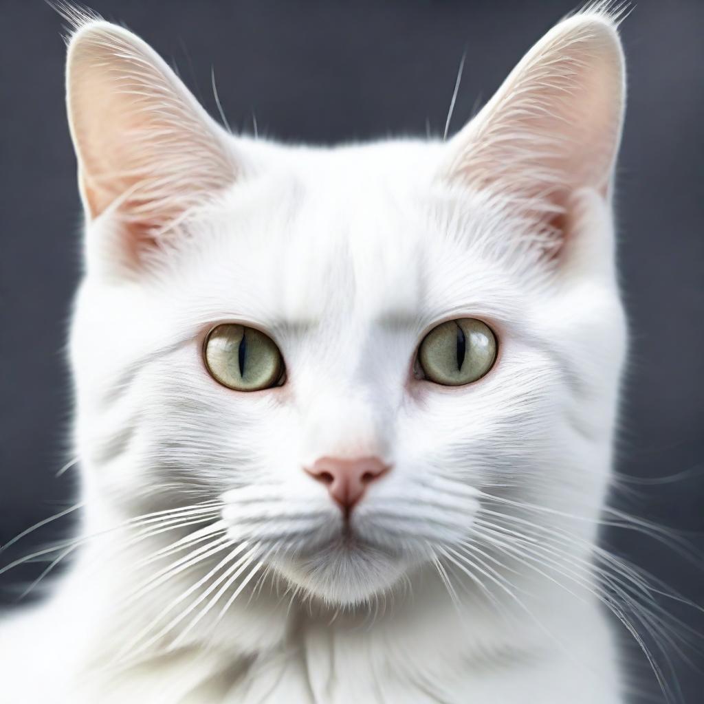 A high-quality photograph featuring a white domestic cat