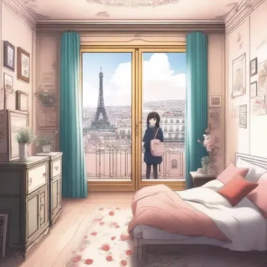 The main character of the anime series had a dream to frenchify their small apartment by decorating it with Parisian-themed artwork.