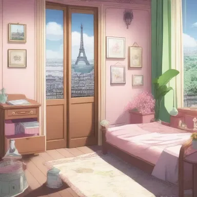 The main character of the anime series had a dream to frenchify their small apartment by decorating it with Parisian-themed artwork.
