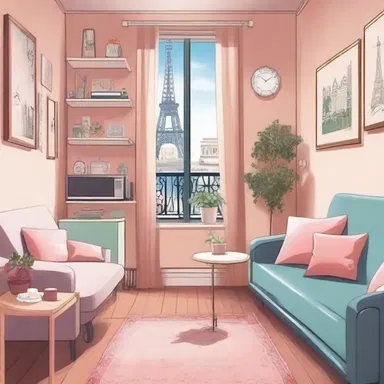 The main character of the anime series had a dream to frenchify their small apartment by decorating it with Parisian-themed artwork.