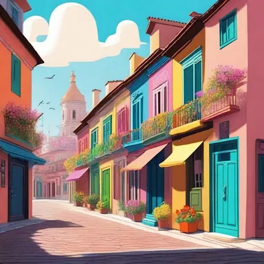 In the cartoon, the artist used vibrant colors and detailed backgrounds to frenchify the scenery and create a visually appealing world.