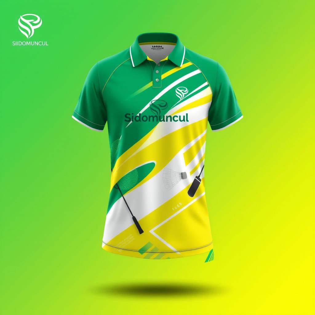 A cool and modern badminton sports uniform design featuring vibrant colors and dynamic patterns