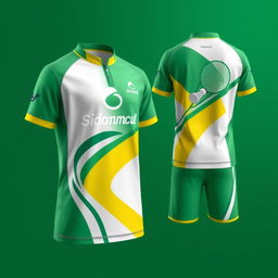 A cool and modern badminton sports uniform design featuring vibrant colors and dynamic patterns