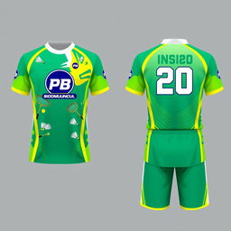A stylish and modern badminton sports uniform design featuring both front and back views