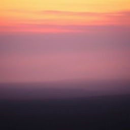 A hazy, ethereal landscape with a dimly lit, expansive scene at dusk