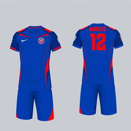 A cool and modern sports uniform design featuring both front and back views