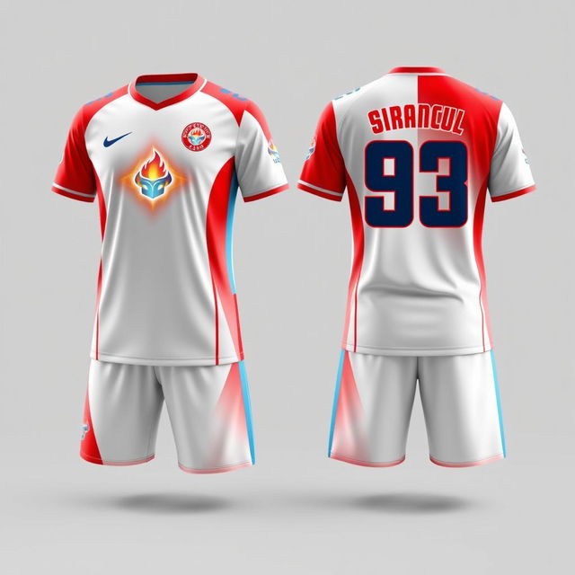 An engaging and dynamic sports uniform design featuring both front and back views