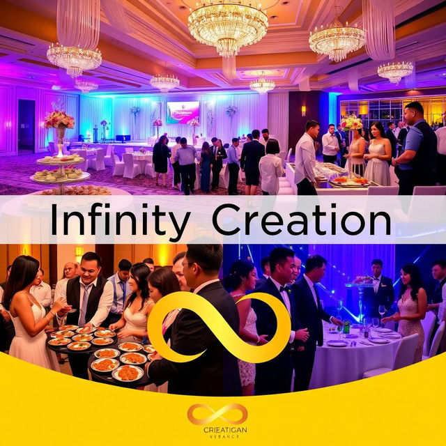 A vibrant and engaging image that illustrates the services provided by Infinity Creation, a company specializing in event management