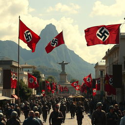 A reimagined historical scene of the city of Rio de Janeiro under Nazi control