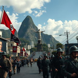 A reimagined historical scene of the city of Rio de Janeiro under Nazi control