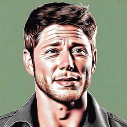 This is a high-quality digital art image depicting a man who closely resembles actor Jensen Ackles