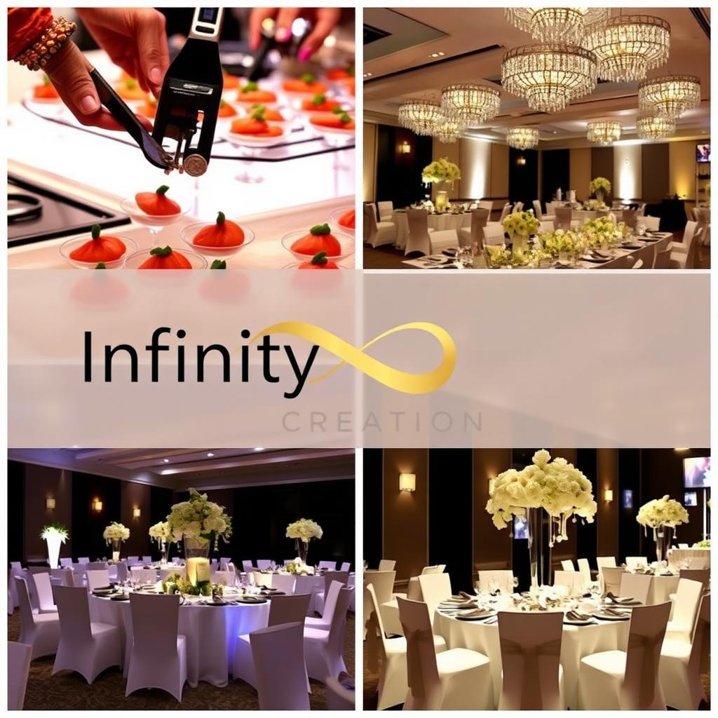 Realistic images showcasing the operations of Infinity Creation, a company specializing in comprehensive event management services