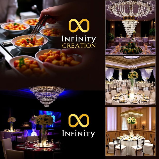 Realistic images showcasing the operations of Infinity Creation, a company specializing in comprehensive event management services