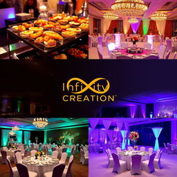 Realistic images showcasing the various services provided by Infinity Creation, an event management company