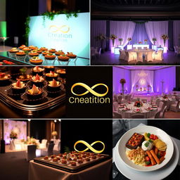 A realistic image showcasing the various aspects of Infinity Creation, a company specialized in event management
