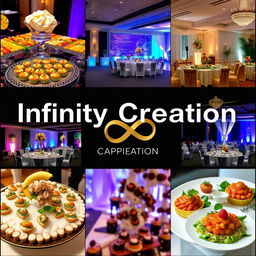 A realistic image showcasing the various aspects of Infinity Creation, a company specialized in event management