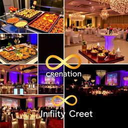 A realistic image showcasing the various aspects of Infinity Creation, a company specializing in event management