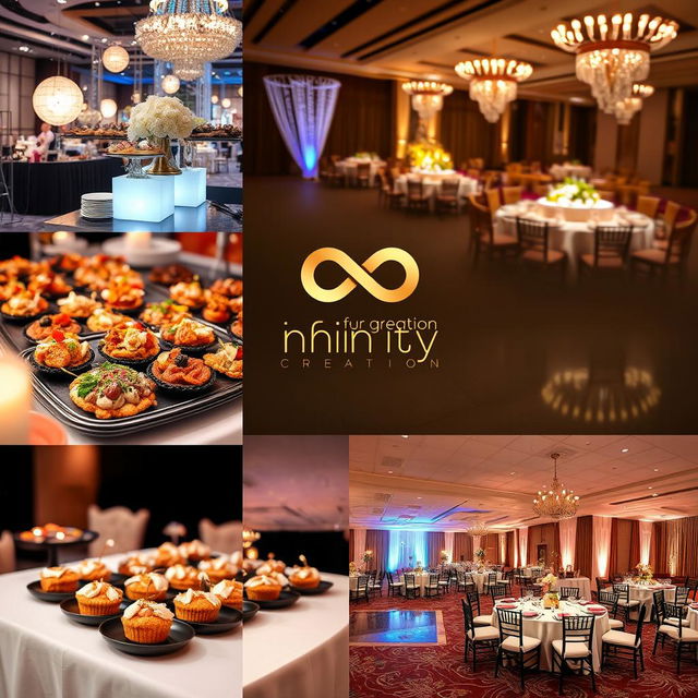 A realistic image showcasing the various aspects of Infinity Creation, a company specializing in event management