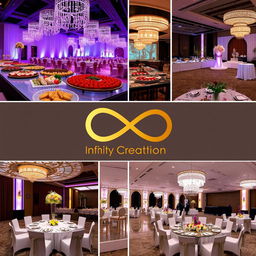 A realistic image showcasing the various aspects of Infinity Creation, a company specializing in event management