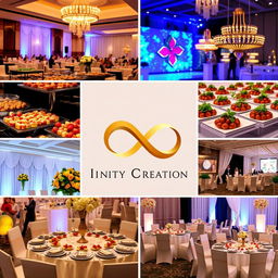 A realistic image depicting the various aspects of Infinity Creation, a professional event management company
