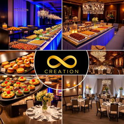 A realistic image depicting the various aspects of Infinity Creation, a professional event management company