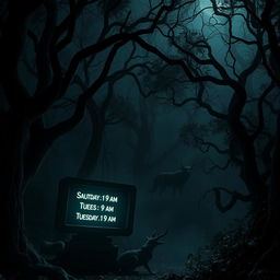 A spine-chilling scene set in a dense, dark jungle during the dead of night