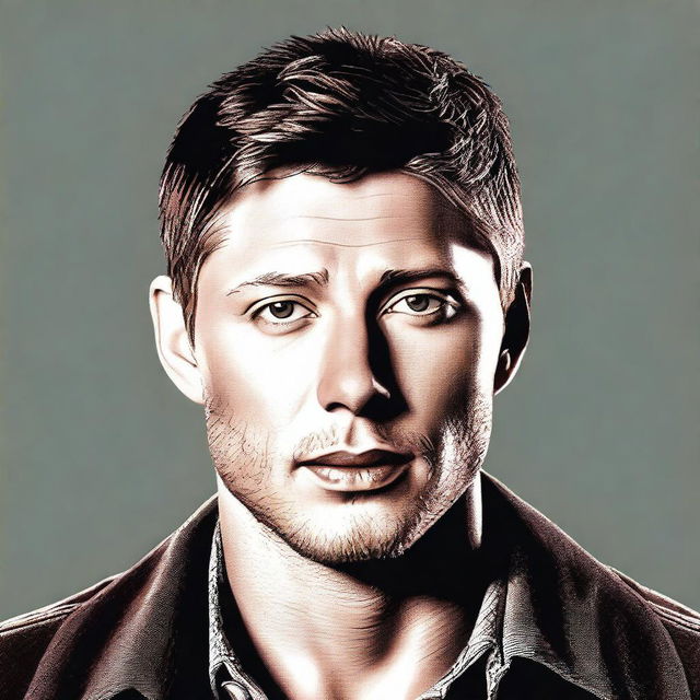 This is a high-quality digital art image that portrays a man who bears a striking resemblance to actor Jensen Ackles