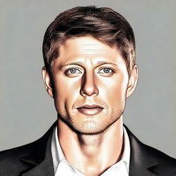 This is a high-quality digital art image that portrays a man who bears a striking resemblance to actor Jensen Ackles