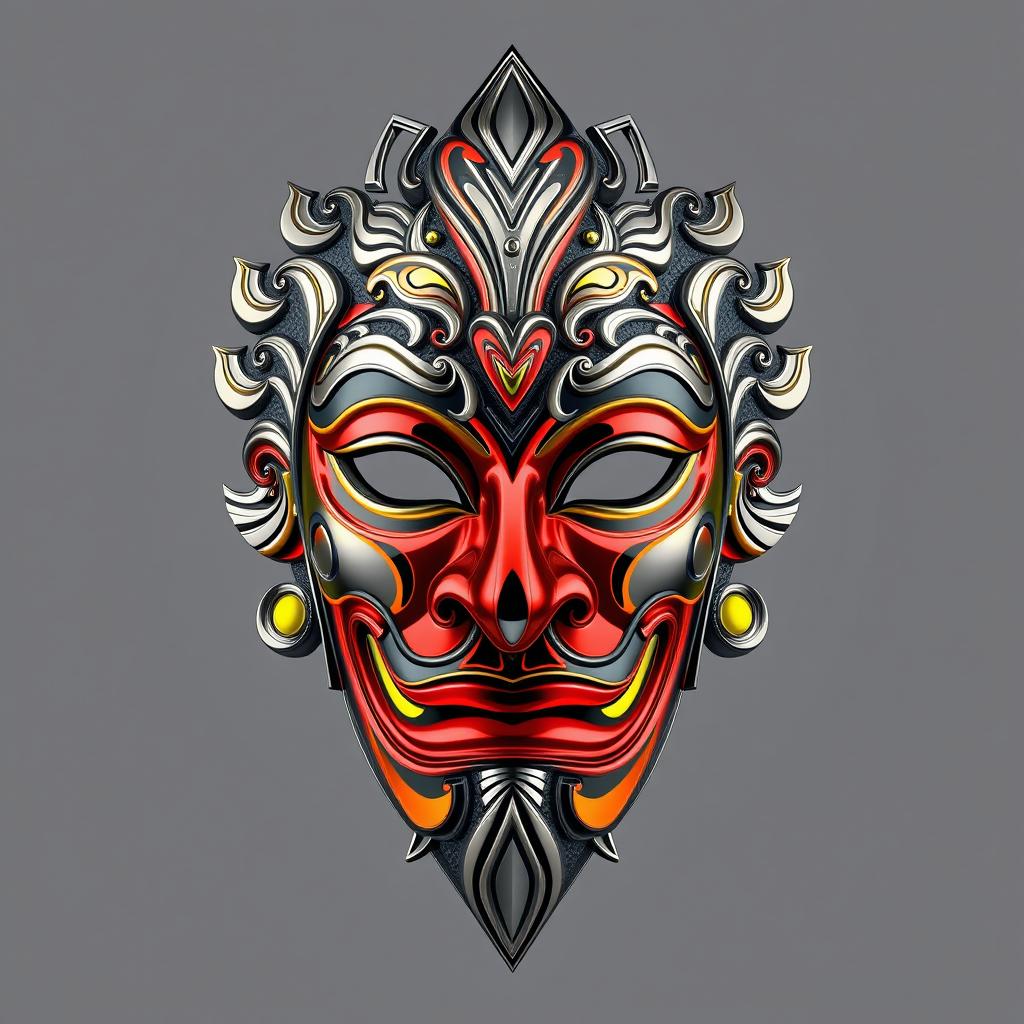 A modern interpretation of a traditional Sri Lankan mask, blending traditional design elements with contemporary aesthetics