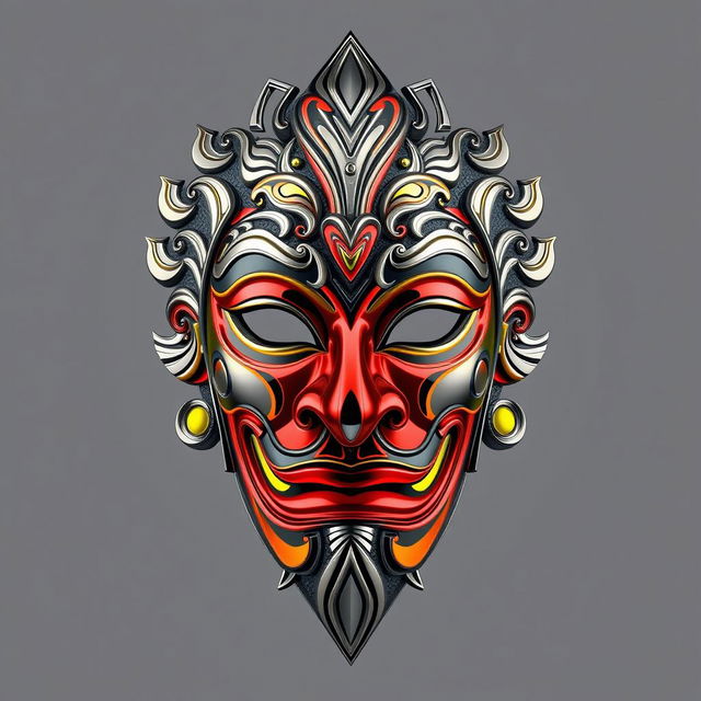 A modern interpretation of a traditional Sri Lankan mask, blending traditional design elements with contemporary aesthetics