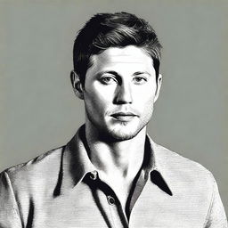 This is a high-quality digital art image that portrays a man who bears a striking resemblance to actor Jensen Ackles