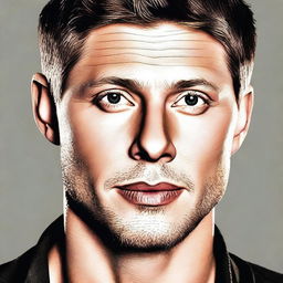 This is a high-quality digital art image that portrays a man who bears a striking resemblance to actor Jensen Ackles