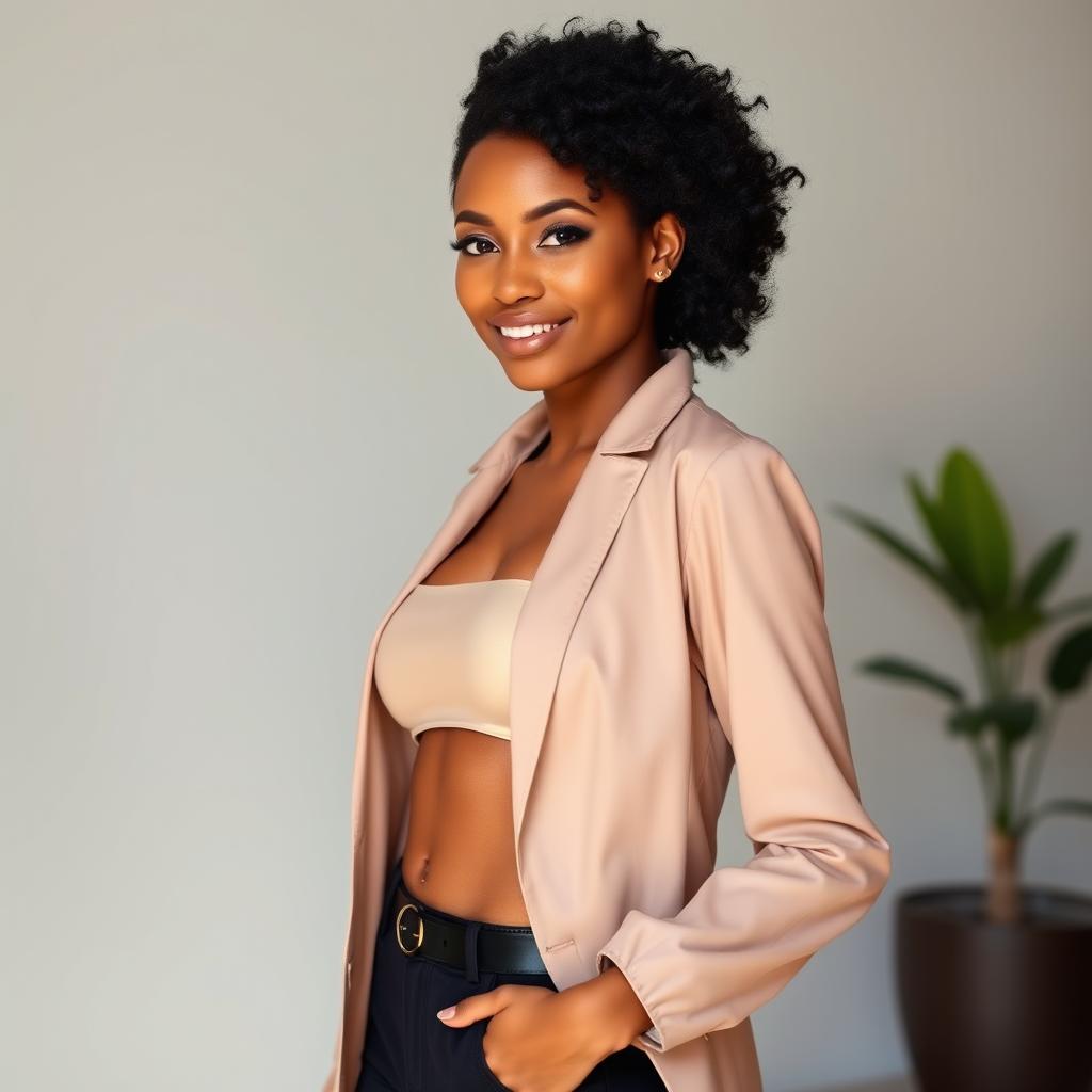 A 24-year-old female model with classic beauty, showcasing a stunning 36-26-35 figure