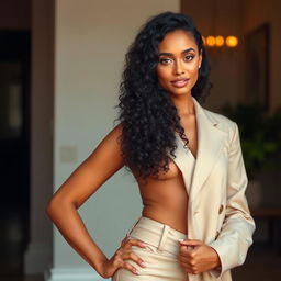 A 24-year-old female model with classic beauty, showcasing a stunning 36-26-35 figure